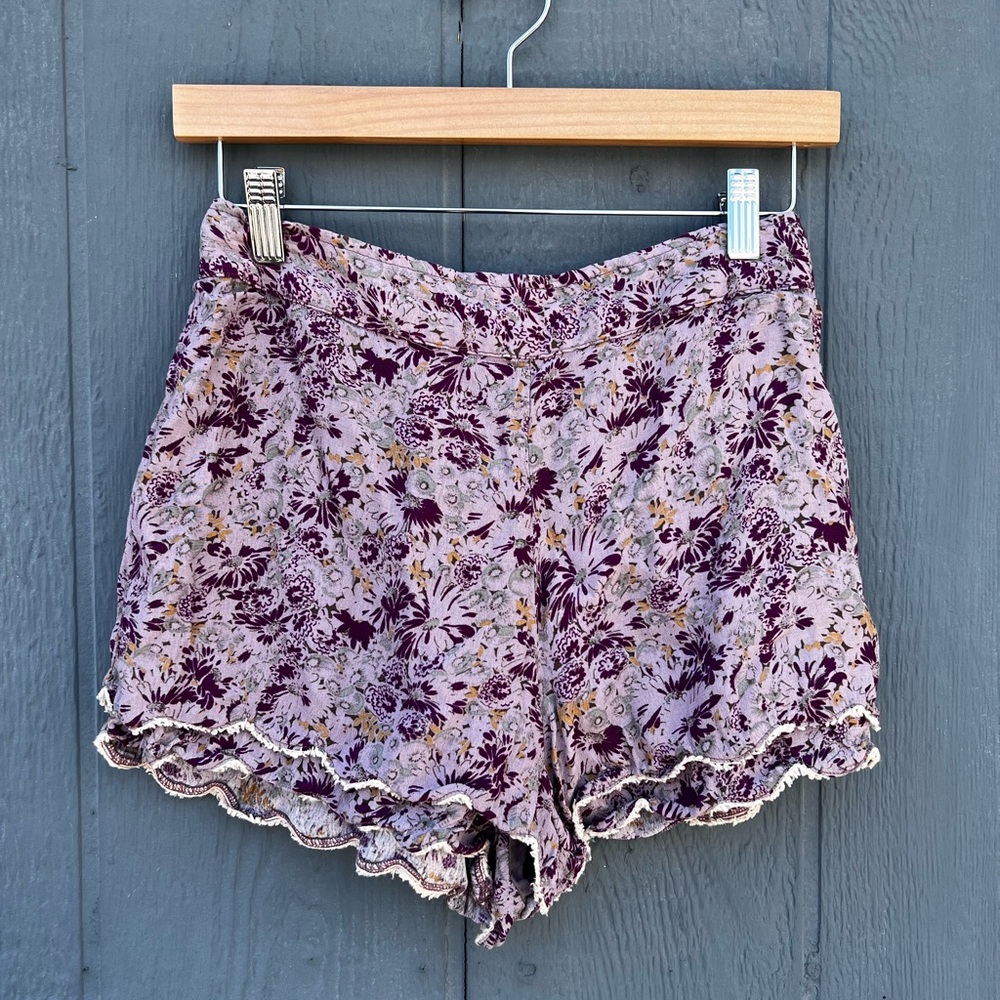 Free People Floral Scallop Hem Shorts Size Small